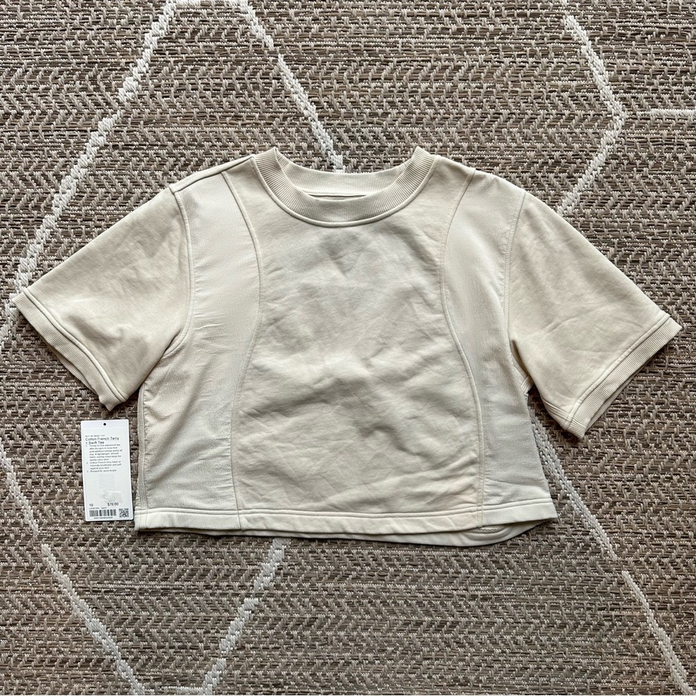Lululemon Cotton French Terry + Swift Tee (Natural Ivory, Size 10)